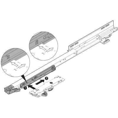 Jednostka + zabierak TIP-ON BLUMOTION T60L / dł. 45-75 cm / 35-60 kg / czarny