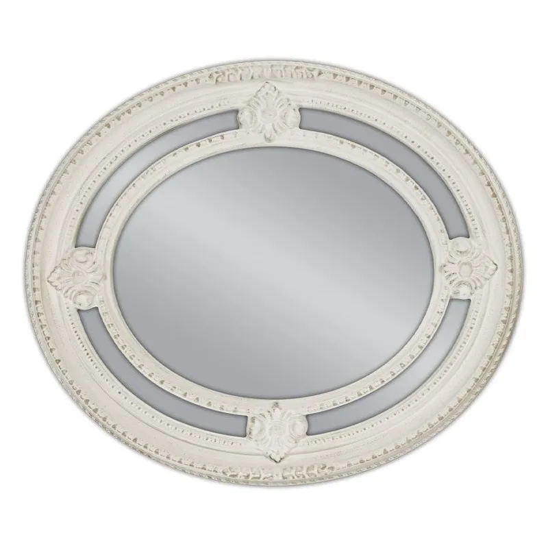 Lustro owalne PU027 62x72 - przecierany biały