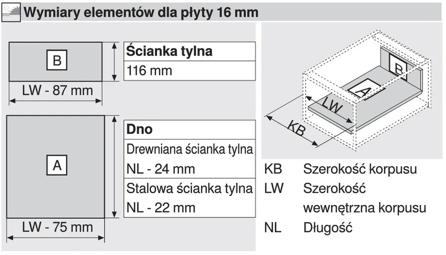 Szuflada ANTARO Wys.K=115mm dł.27cm 30kg SZARA Hamulec
