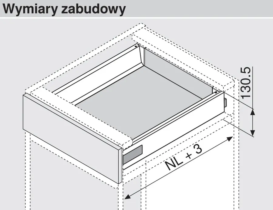 Szuflada ANTARO Wys.K=115mm dł.27cm 30kg SZARA Hamulec