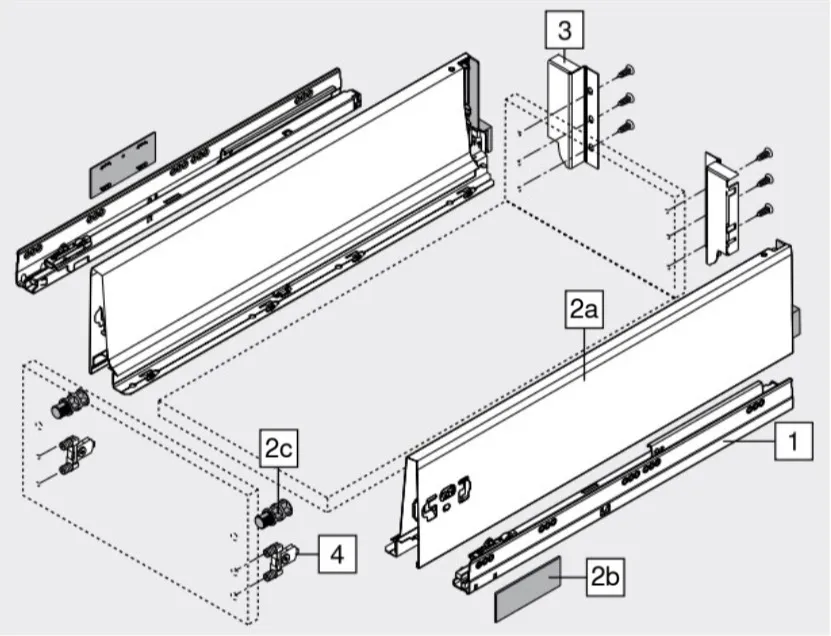 Szuflada TANDEMBOX ANTARO z hamulcem / wys. K=115 mm / dł. 35 cm / 30 kg / biały