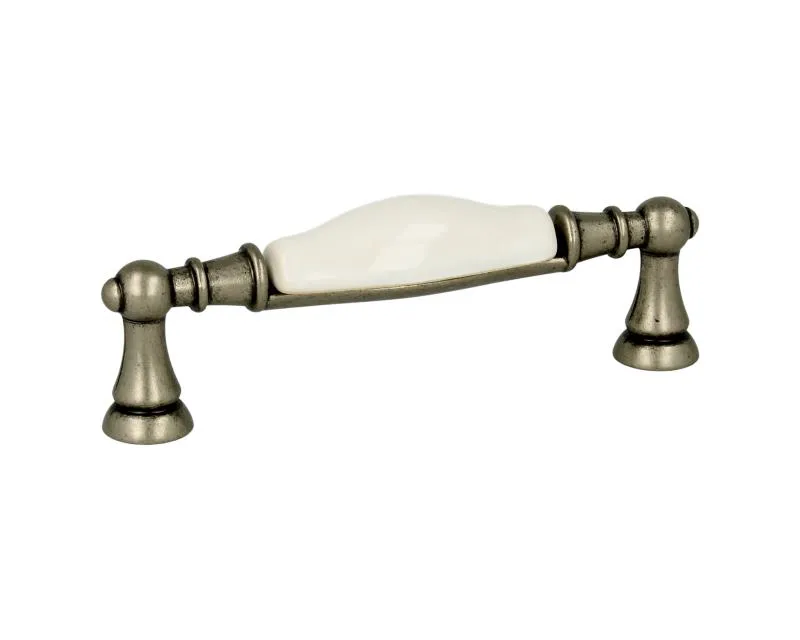Uchwyt 15141 - stara stal, biała ceramika / rozstaw 96 mm