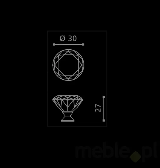 Gałka DELUXE KNOB 30 T01F4 - kryształ transparentny, chrom / fi 30 mm