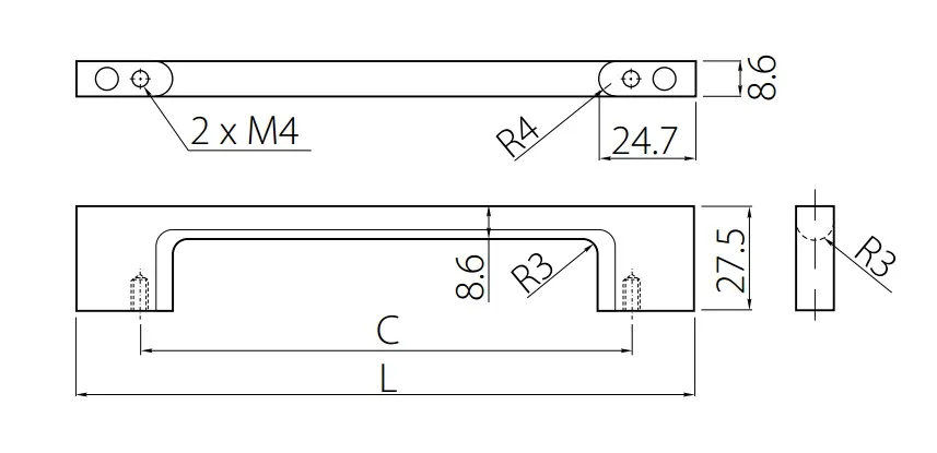 Uchwyt UZ-819 Chrom Połysk Rozstaw 96 mm