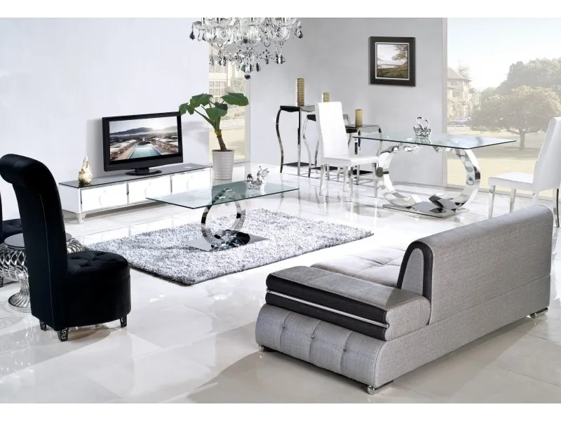 Stolik kawowy CHANEL - transparentny/srebrny