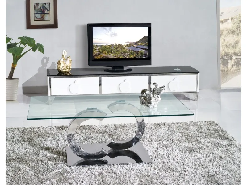 Stolik kawowy CHANEL - transparentny/srebrny