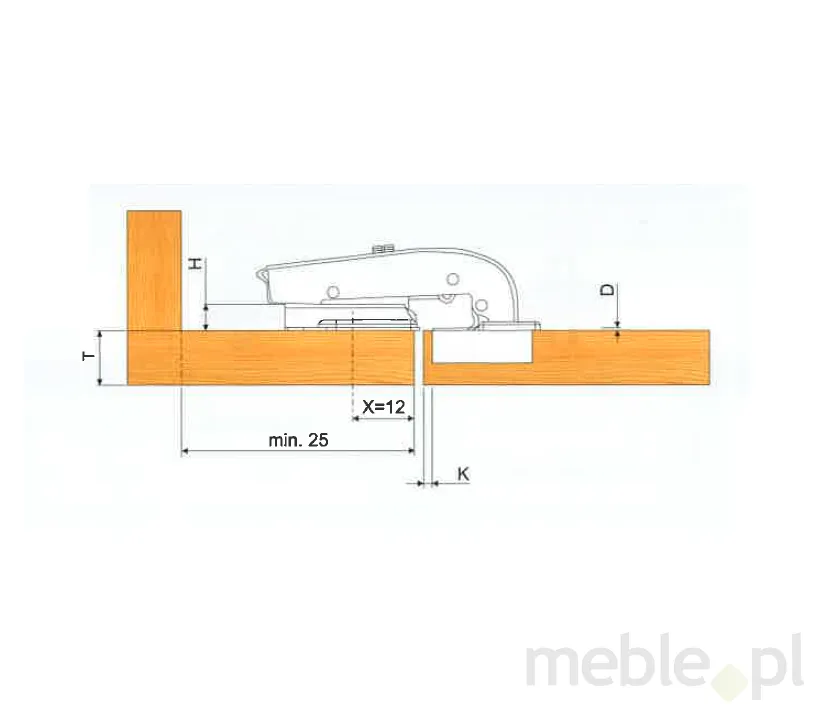 Zawias FGV 90° Do Drzwi Równoległych z Krótkim Ramieniem