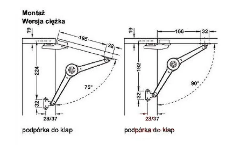 Podnośnik z Hamulcem Do Klap Lekkich Drew. i Ramek Aluminiowych
