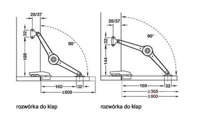 Podnośnik z Hamulcem Do Klap Lekkich Drew. i Ramek Aluminiowych