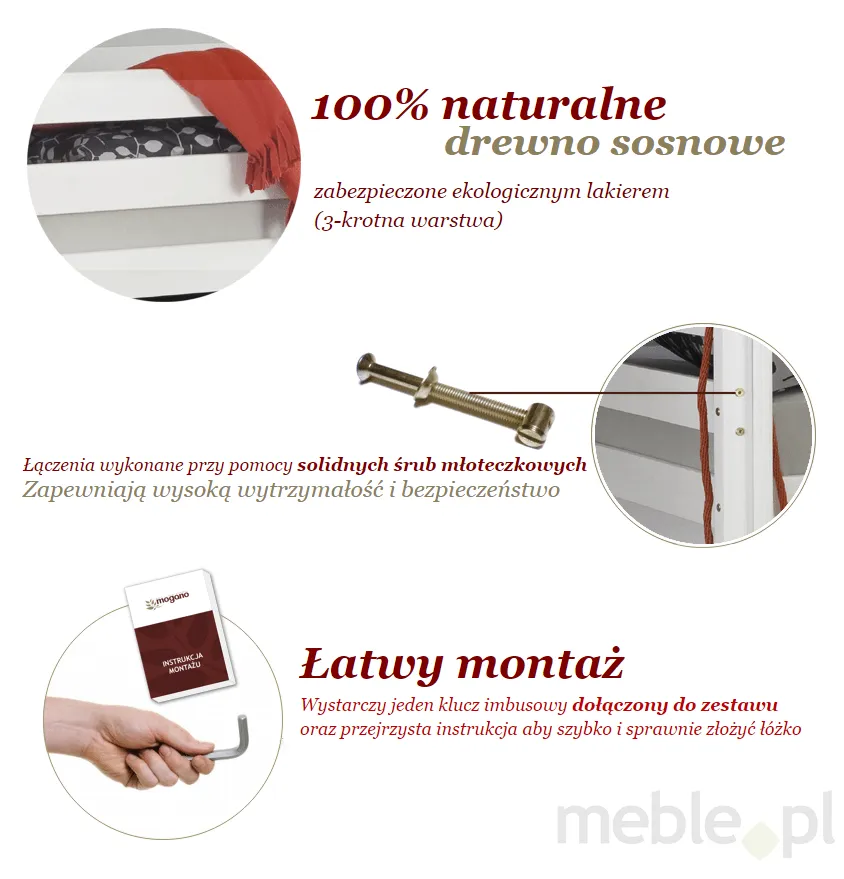 Łóżko dziecięce CAMMELLO BIAŁE ze stelażem