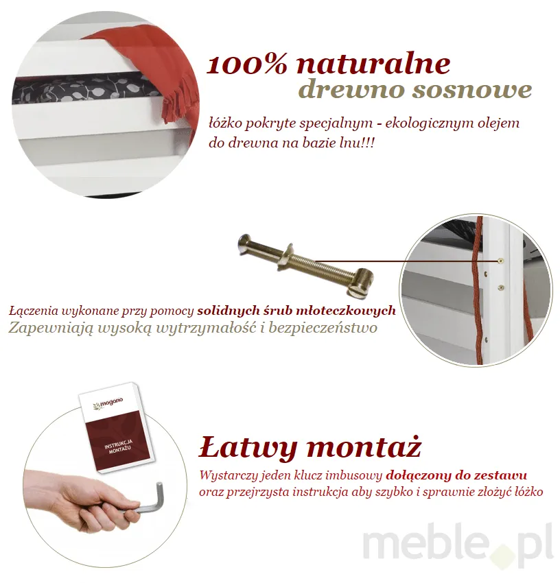 Łóżko dziecięce CAMMELLO NATURALNE ze stelażem