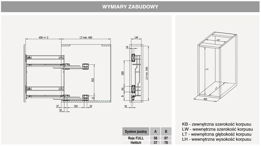 Cargo Mini Boczne Lewe VARIANT MULTI 20 cm - ocynk / miękki domyk