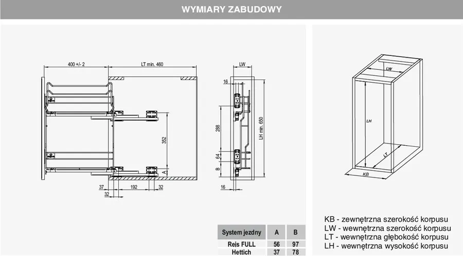 Cargo na ręczniki Mini Boczne Prawe VARIANT MULTI 15 cm - ocynk / miękki domyk
