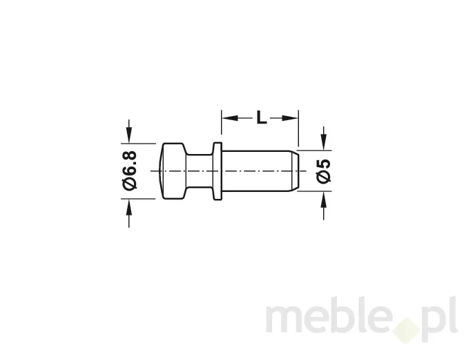 Trzpień łączący wciskany RAFIX TAB 20S / otwór 5 mm / gwint 9.5 mm