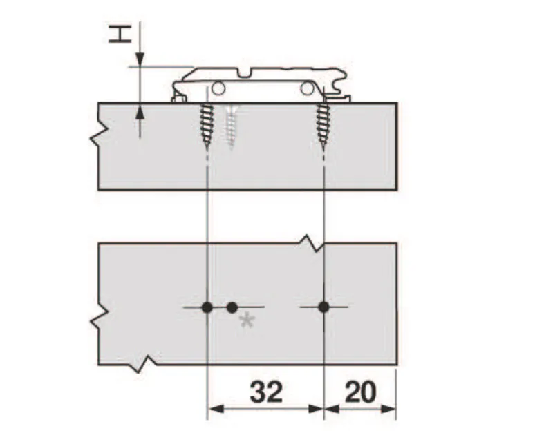 Prowadnik prosty do zawiasu CLIP Top - czarny onyks / dyst. 0 mm / wys. 8.5 mm / regul. mimośrodowa