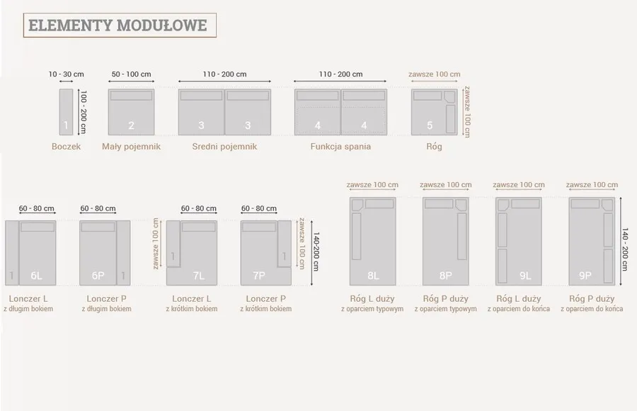 Narożnik LOFT 15 z funkcją spania i regulowanymi zagłówkami