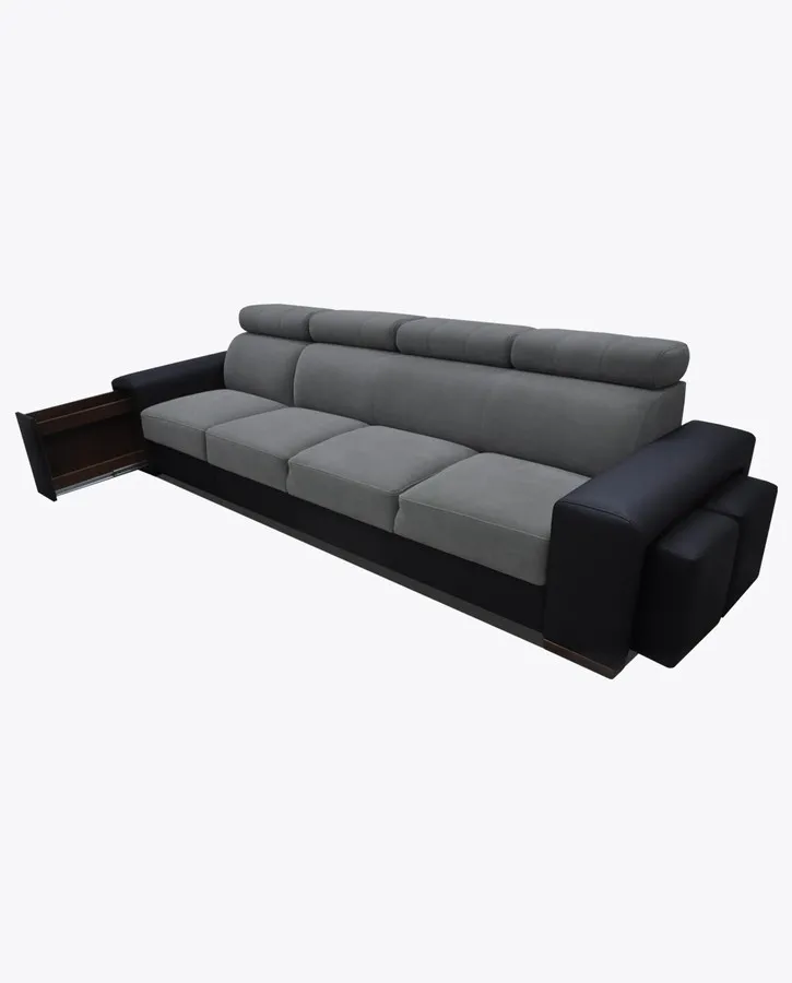 Sofa rozkładana LOFT 24 z wnęką i pufami
