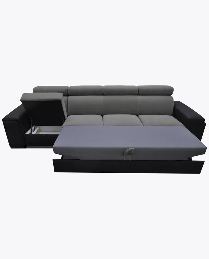 Sofa rozkładana LOFT 24 z wnęką i pufami