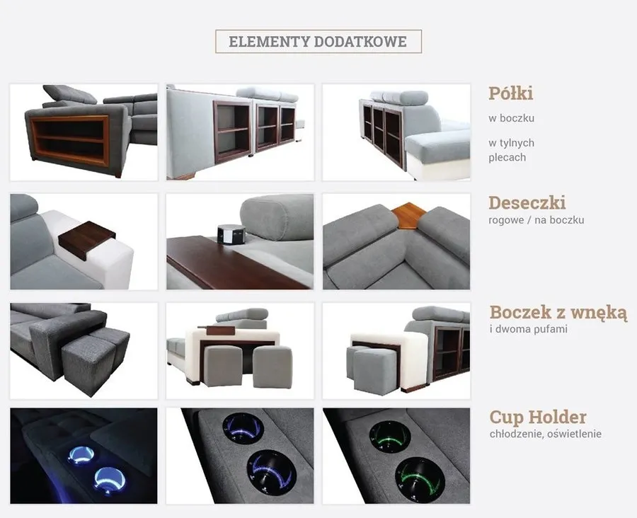 Sofa rozkładana LOFT 24 z wnęką i pufami