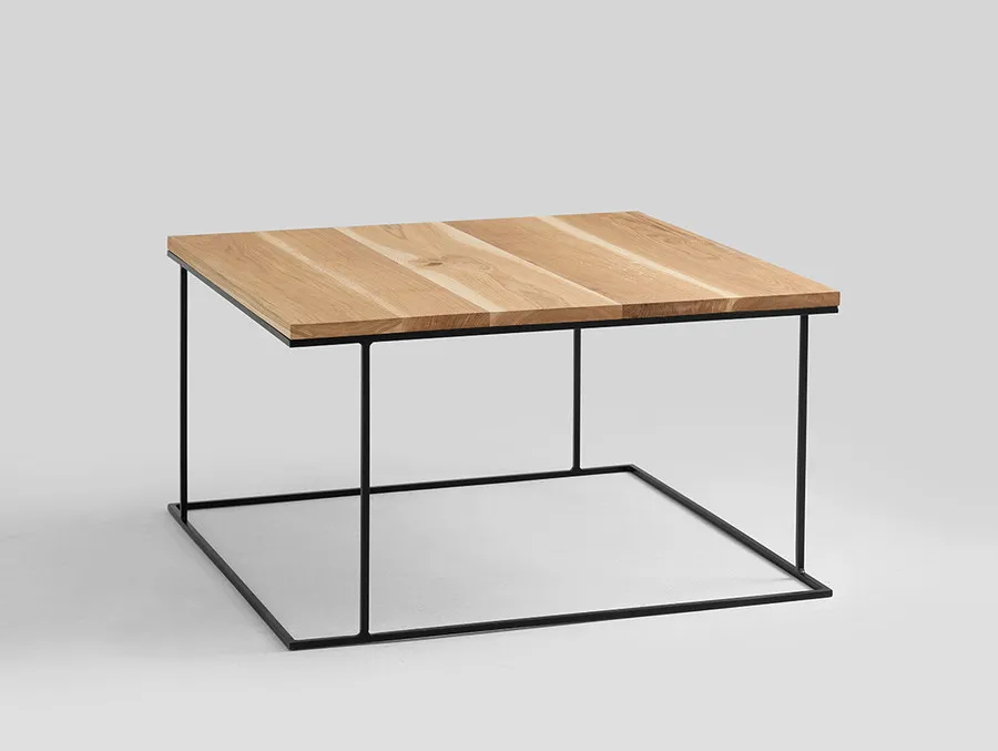 Stół kawowy WALT SOLID WOOD 100x100 - naturalny/czarny