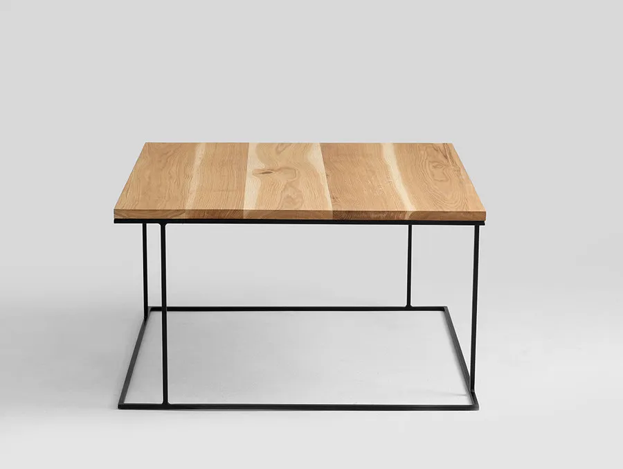 Stół kawowy WALT SOLID WOOD 100x100 - naturalny/czarny
