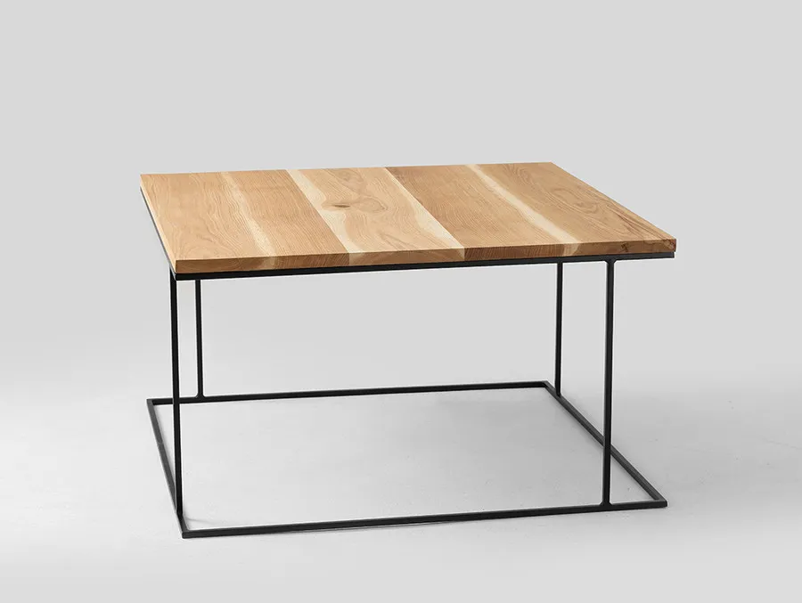 Stolik WALT SOLID WOOD 80 - naturalny/czarny