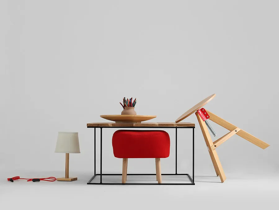 Stolik WALT SOLID WOOD 80 - naturalny/czarny