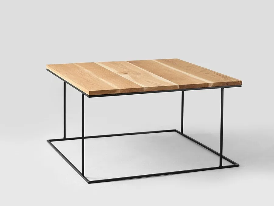 Stolik WALT SOLID WOOD 80 - naturalny/czarny