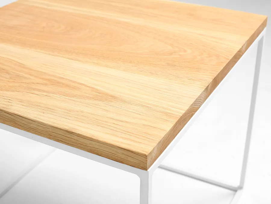 Stolik TENSIO SOLID WOOD 50 - dąb/biały
