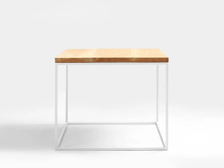 Stolik TENSIO SOLID WOOD 50 - dąb/biały
