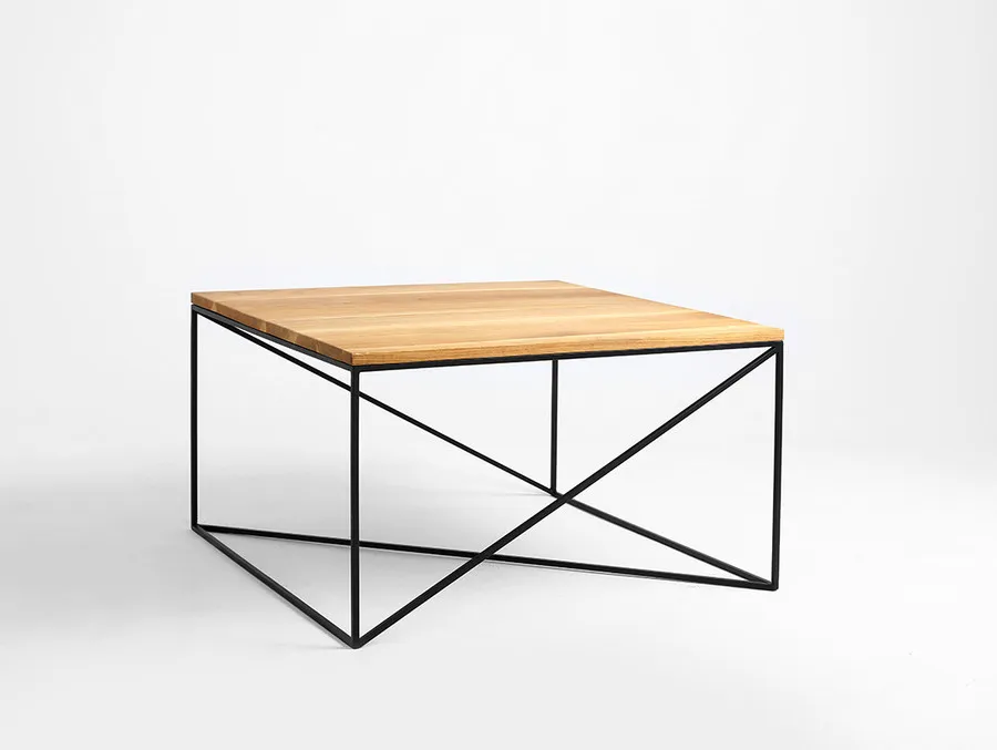 Stolik MEMO SOLID WOOD 100x100 - naturalny/czarny
