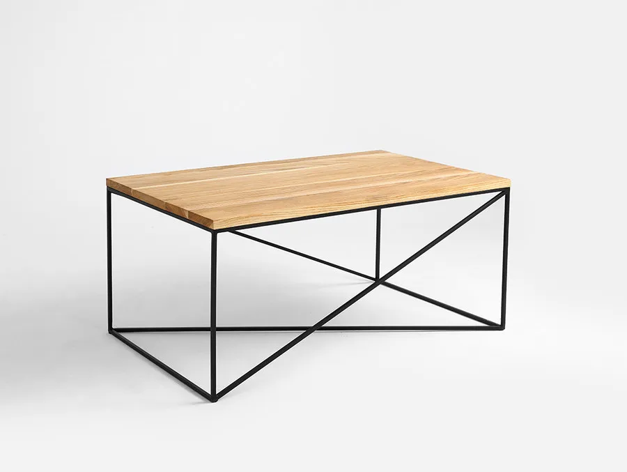 Stolik MEMO SOLID WOOD 100x60 - naturalny/czarny