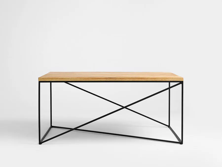 Stolik MEMO SOLID WOOD 100x60 - naturalny/czarny
