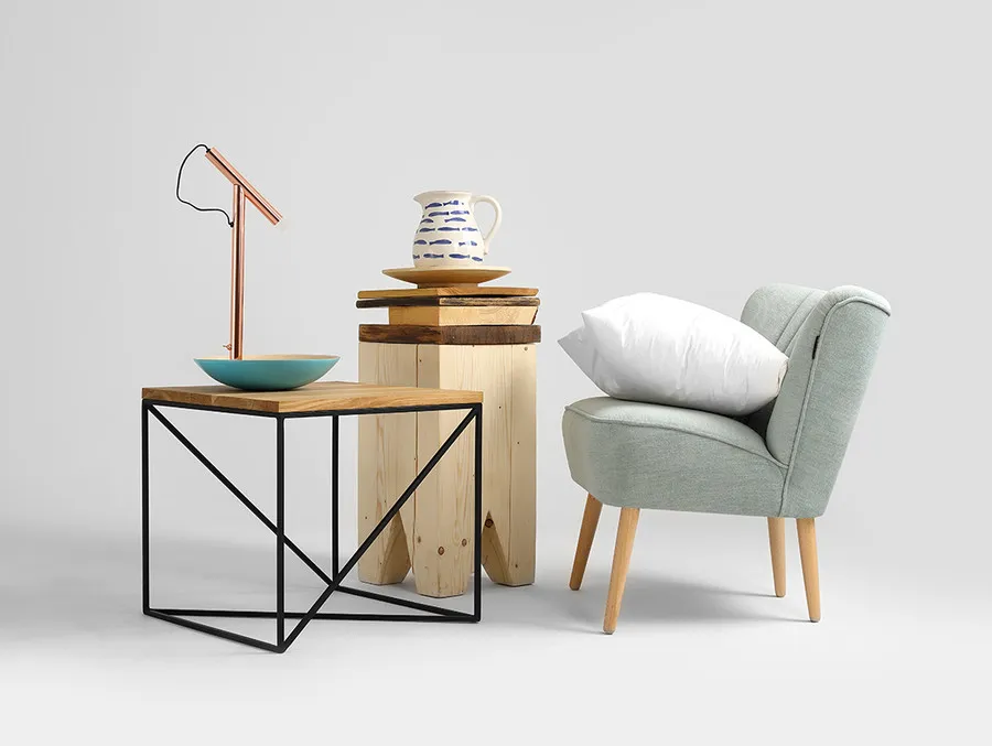 Stolik MEMO SOLID WOOD 50 - naturalny/czarny