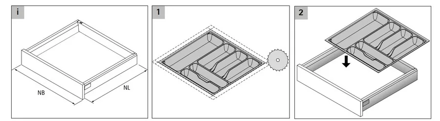 Wkład na sztućce ORGATRAY 440 - srebrny / 451-500 x 441-520 mm