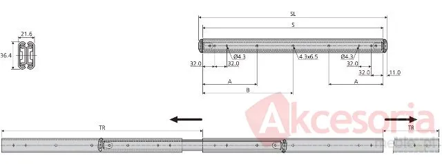 Prowadnica kulkowa DZ3630 / dł. 30 cm / 35 kg / 2-stronny wysuw 100%
