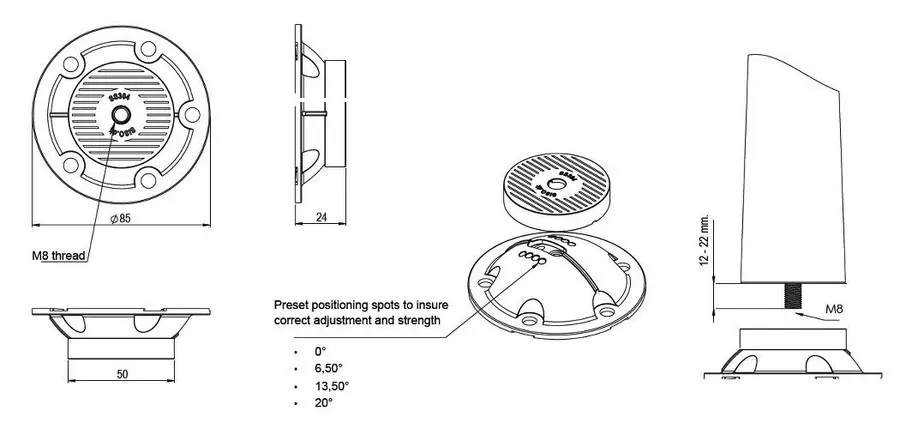 Łącznik nóg Siso MINI TWISTER SS304 - stal nierdzewna / fi 85x24 mm