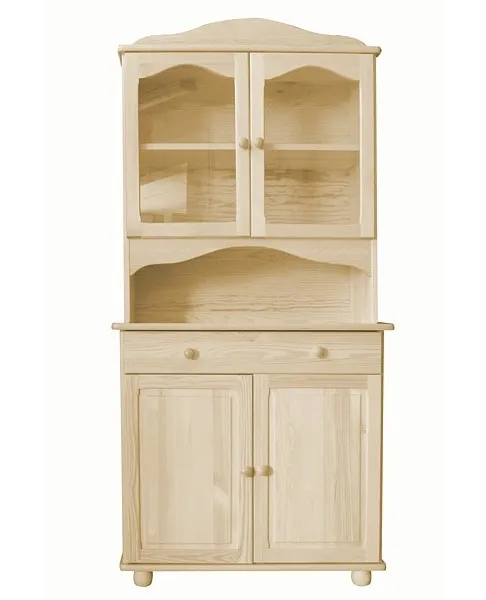 Kredens sosnowy dwudrzwiowy z elementami szkła KR-29