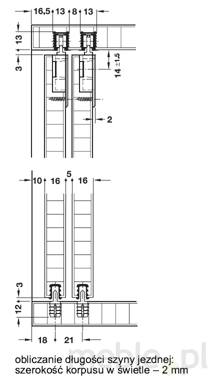 Szyna Jezdna Górna System  FINGER FIX  INFRONT Srebrna 200CM