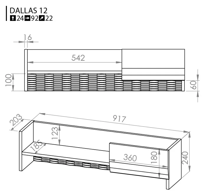 Półka DALLAS 12 - orzech/biały połysk