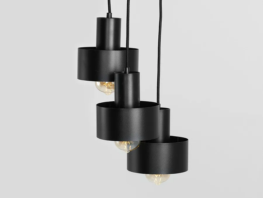 Lampa wisząca FAY 3 KOŁO - czarny