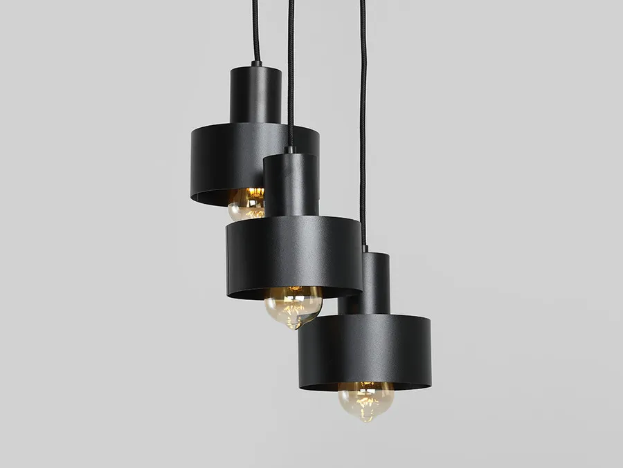 Lampa wisząca FAY 3 KOŁO - czarny