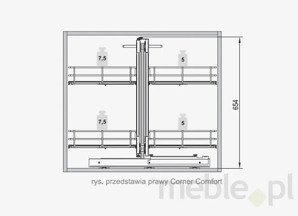 MAXIMA CLASSIC Corner Comfort 1200 prawy metal chrom