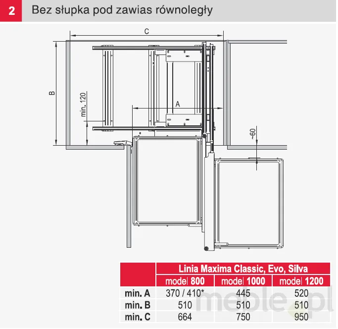 MAXIMA CLASSIC Corner Comfort 1200 prawy metal chrom