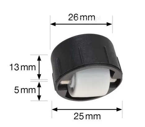 Mini rolka Siso RO7052 - czarny / fi 15 mm