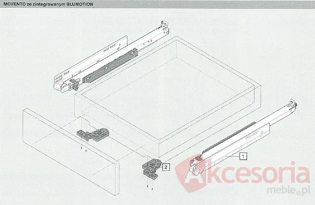Prowadnica z hamulcem MOVENTO BLUMOTION S 766H S / dł. 50 cm / 70 kg / wysuw 100%
