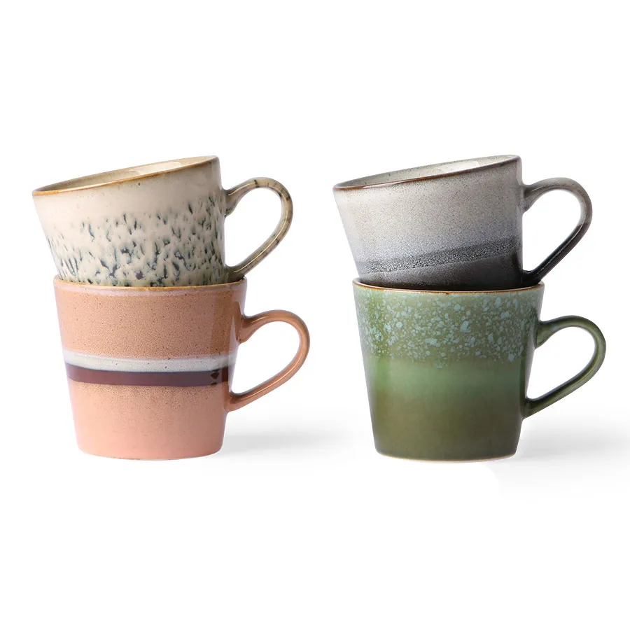 Zestaw 4 ceramicznych kubków do cappuccino 70's