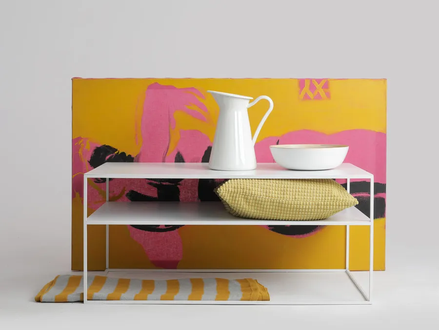 Stół kawowy TENSIO 2 FLOOR METAL 100x60 - biały
