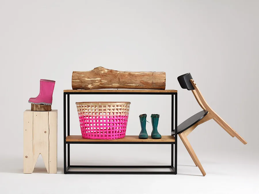 Konsola JULITA SOLID WOOD 75-2F - naturalny/czarny