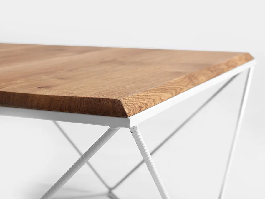 Stół kawowy DARYL SOLID WOOD 80 - naturalny/biały